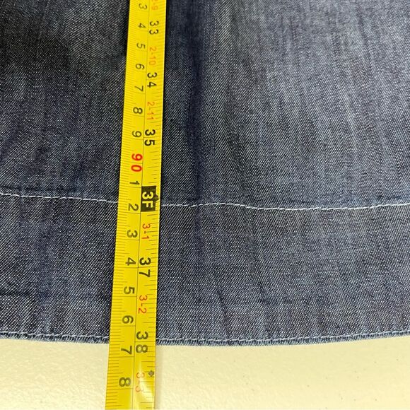 Talbots Square Neck Denim Shift Dress Blue Cotton Chambray 3/4 Sleeve Women 8 - Picture 12 of 13